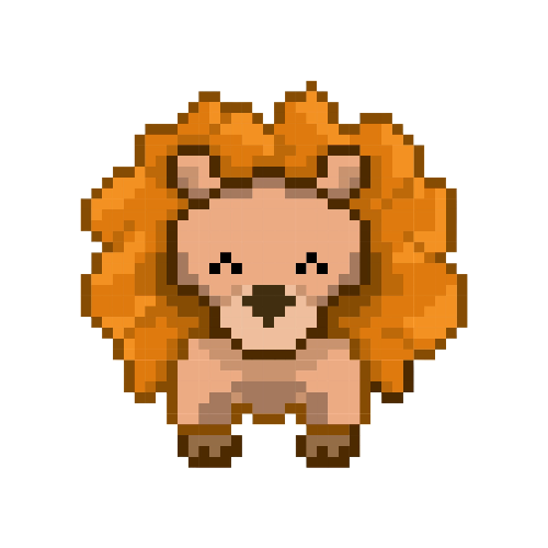 a pixelated image of a cartoon lion